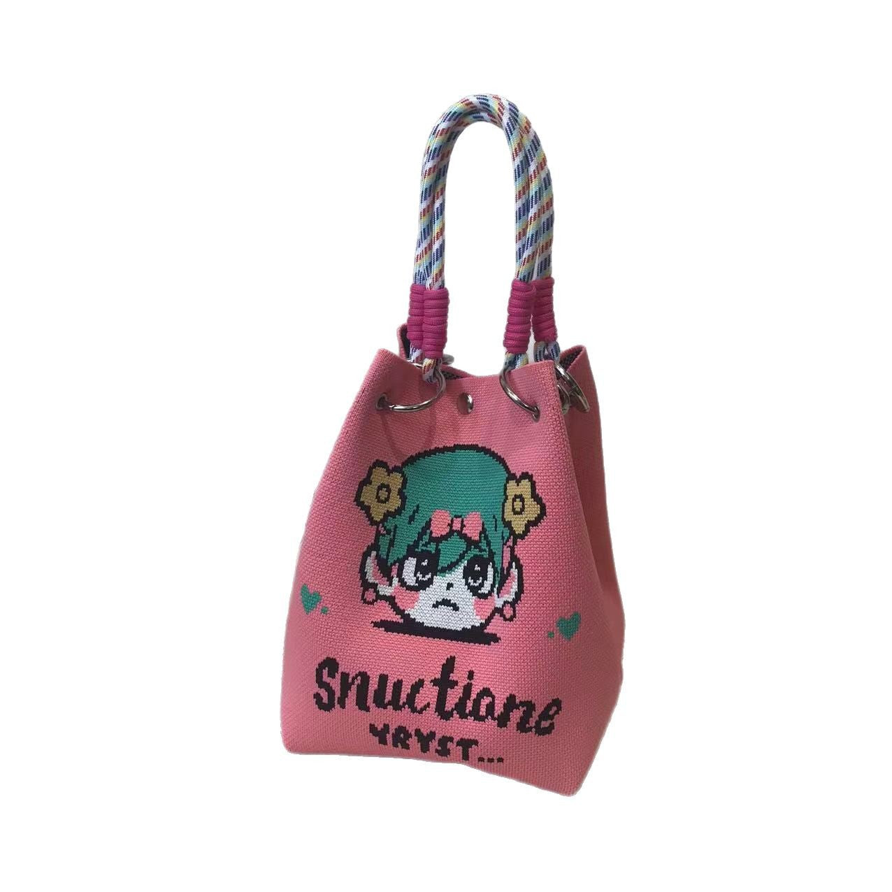 Handbag Women's New Fashion Cute Cartoon Animal Large Capacity Portable Storage Bag Commuter Shoulder Bag Woven Bag