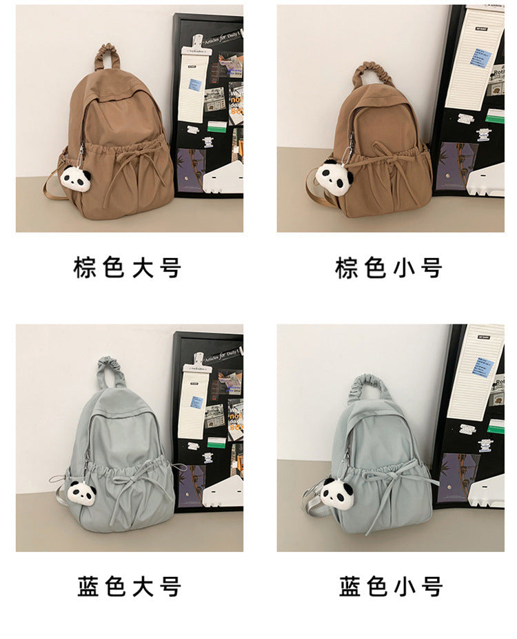 Good-Looking Girl's Backpack, New Bow, Large Capacity, High School Student's School Bag, Simple Casual Travel Bag