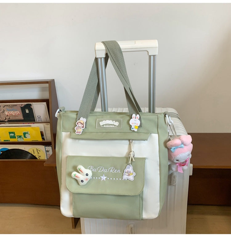 Student Bag Junior High School Student High School Student Backpack Large Capacity Nylon Breathable Comfortable Women's Backpack Canvas Bag