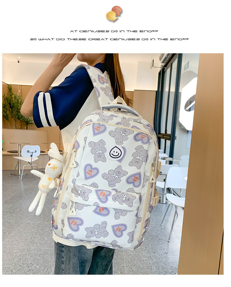 Student Schoolbag Japanese Style Simple Korean Style Backpack for Middle School Students and College Students Girls Cute Casual All-match Backpack