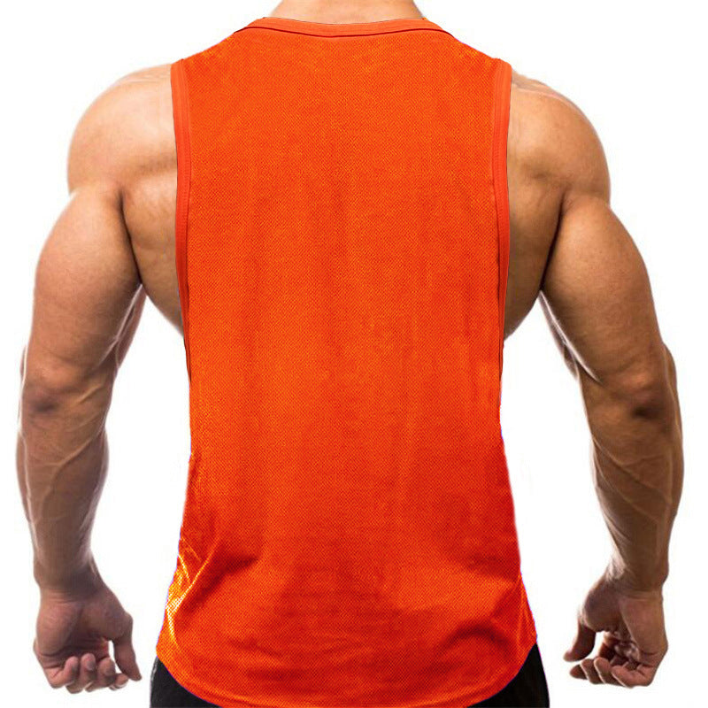 Men's muscle sports vest fashion brand sleeveless waistcoat American fitness casual loose training clothes bodybuilding T-shirt