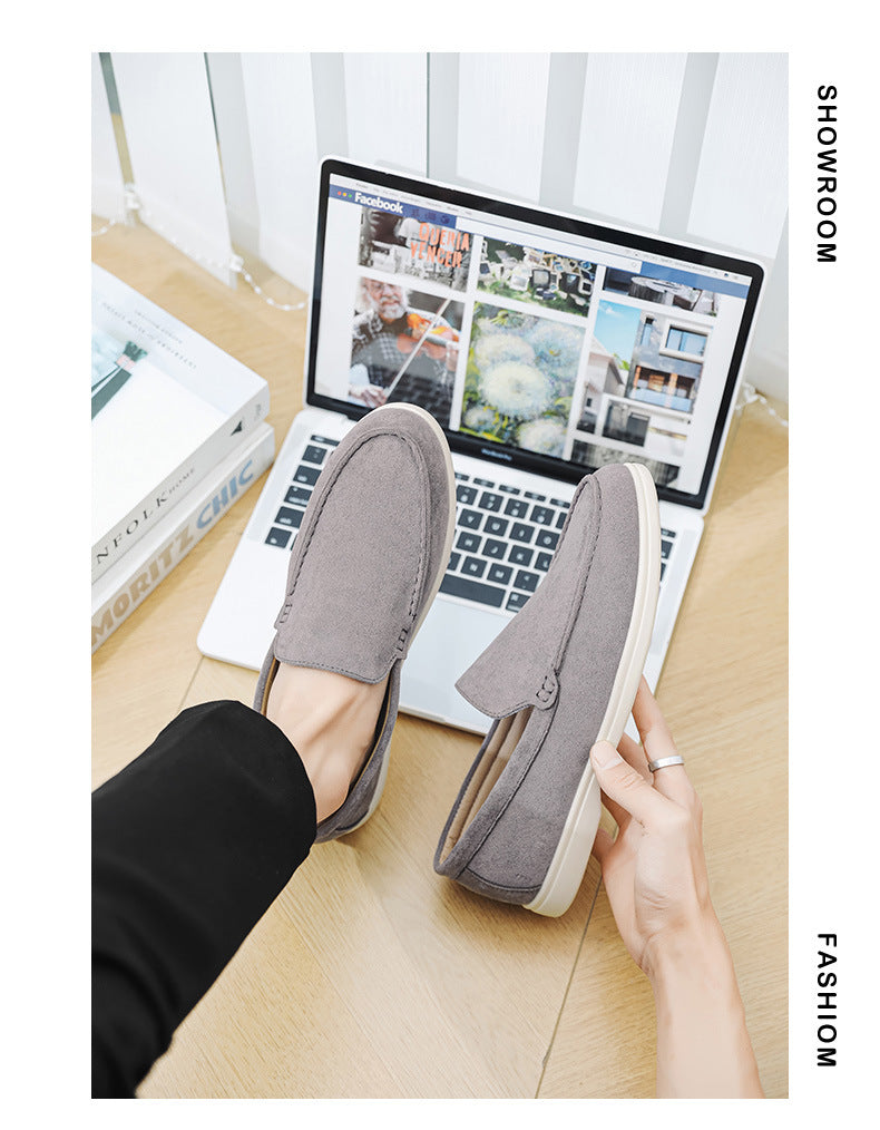 2025 New Men's Suede Beans Shoes Slip-on Lazy Loafers Casual Men's Shoes for B- 2