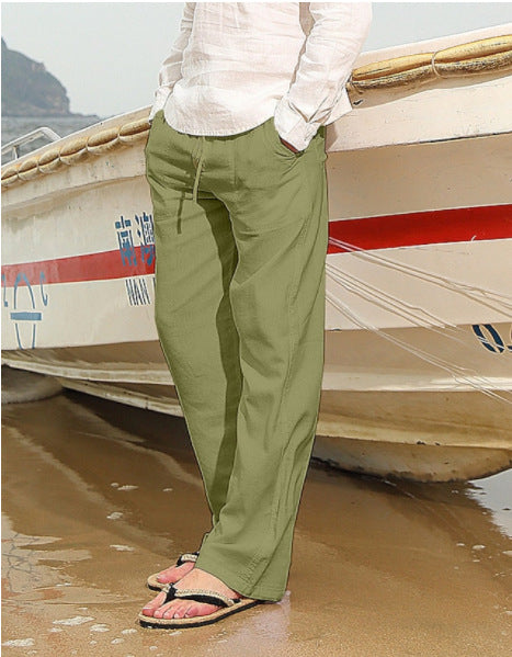 2021 independent station best selling men's linen casual multi-pocket trousers (a large number of spot) factory direct sales