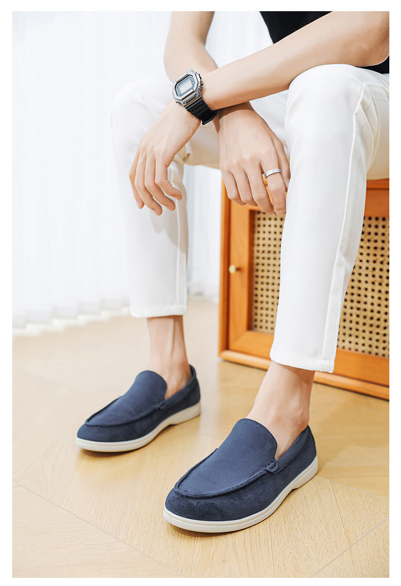 2025 New Men's Suede Beans Shoes Slip-on Lazy Loafers Casual Men's Shoes for B- 2