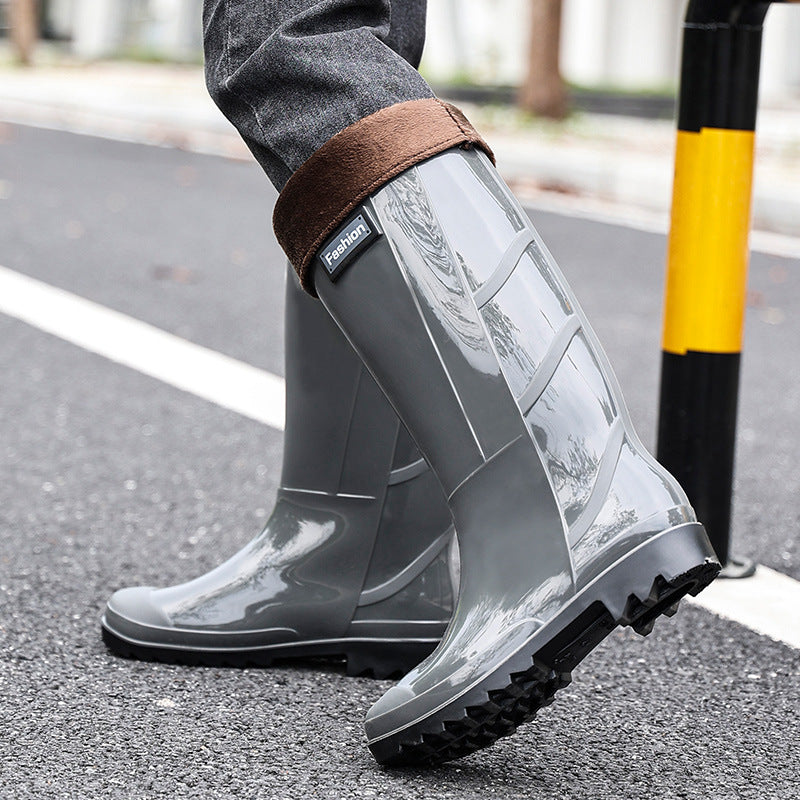 Taobao rain shoes men's beef tendon bottom camouflage waterproof non-slip wear-resistant water shoes fleece-lined warm labor protection shoes explosions wholesale
