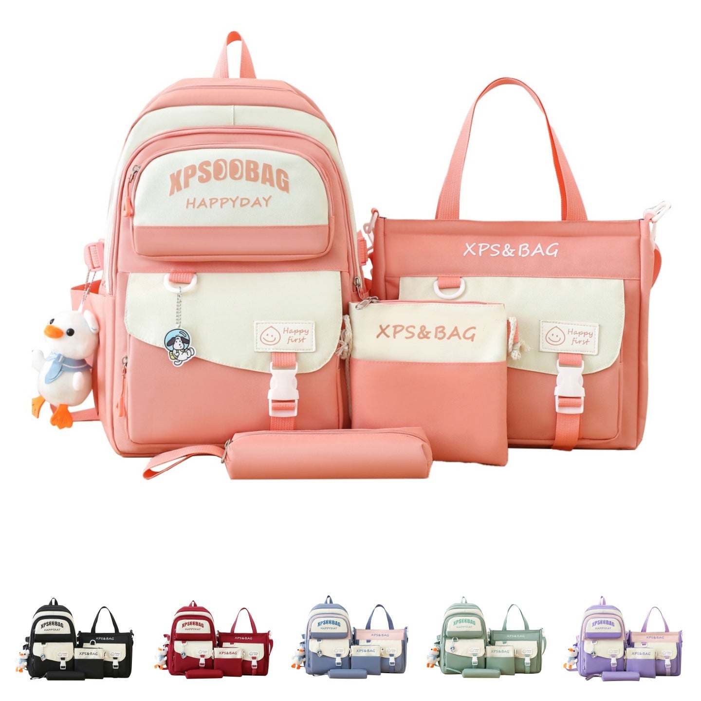 Ins Style School Bag for Girls, Versatile Color-Blocking Large-Capacity Backpack for Middle School and High School Students, Campus Style