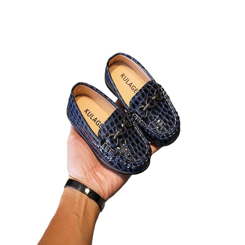 British Style Children's Leather Shoes Retro Korean Style Boys Single Shoes Slip-on Loafers Children's Pea Shoes Autumn 2024
