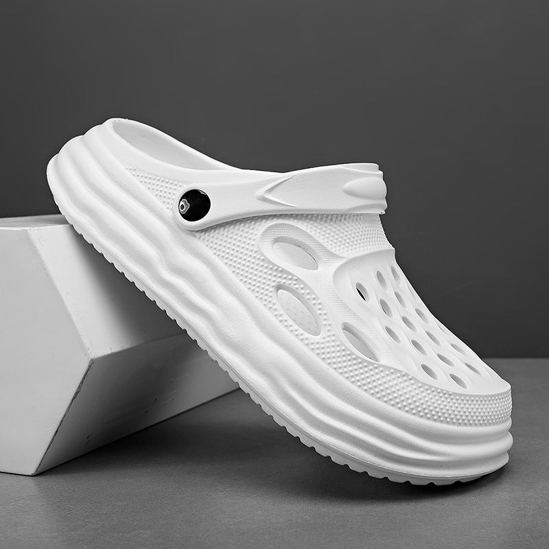 New Style Breathable Thick-soled Hole Shoes Summer Couple's Toe Slippers Driving Non-slip Men's Beach Shoes Outer Wear Sandals