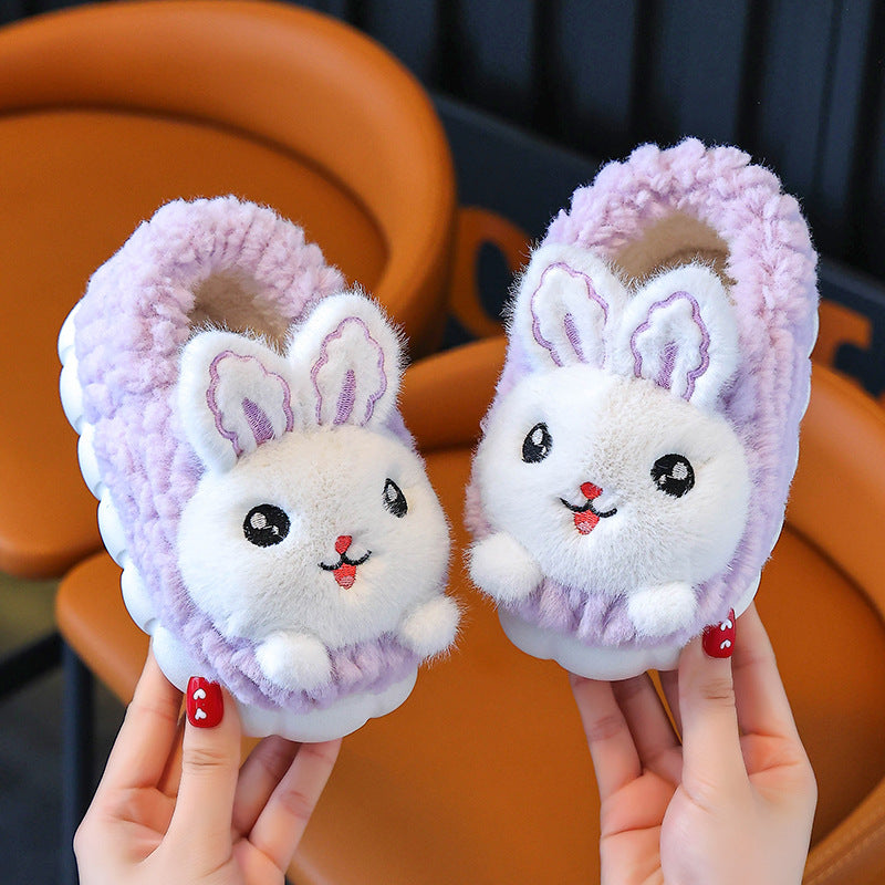 Winter Children's Cotton Slippers Girls' Princess Non-slip Warm Parent-child Large Small and Medium-sized Children's Baby Toddler Bag with Cotton Shoes Winter