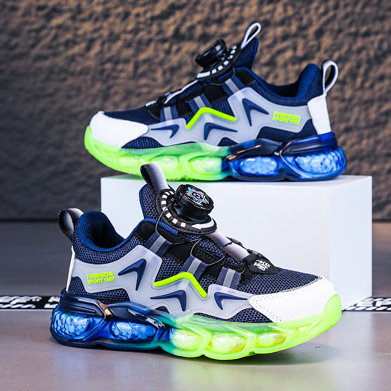 Cross-border children's shoes 2025 spring new mesh breathable boys sneaker big children's soft bottom running shoes wholesale