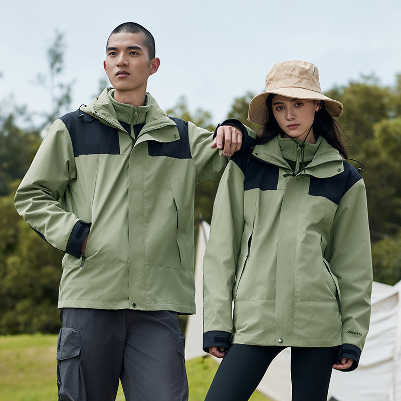 [Direct from Manufacturer] 3-in-1 Jacket for Couples, Outdoor Hiking Windproof and Waterproof Travel Detachable Two-Piece Set