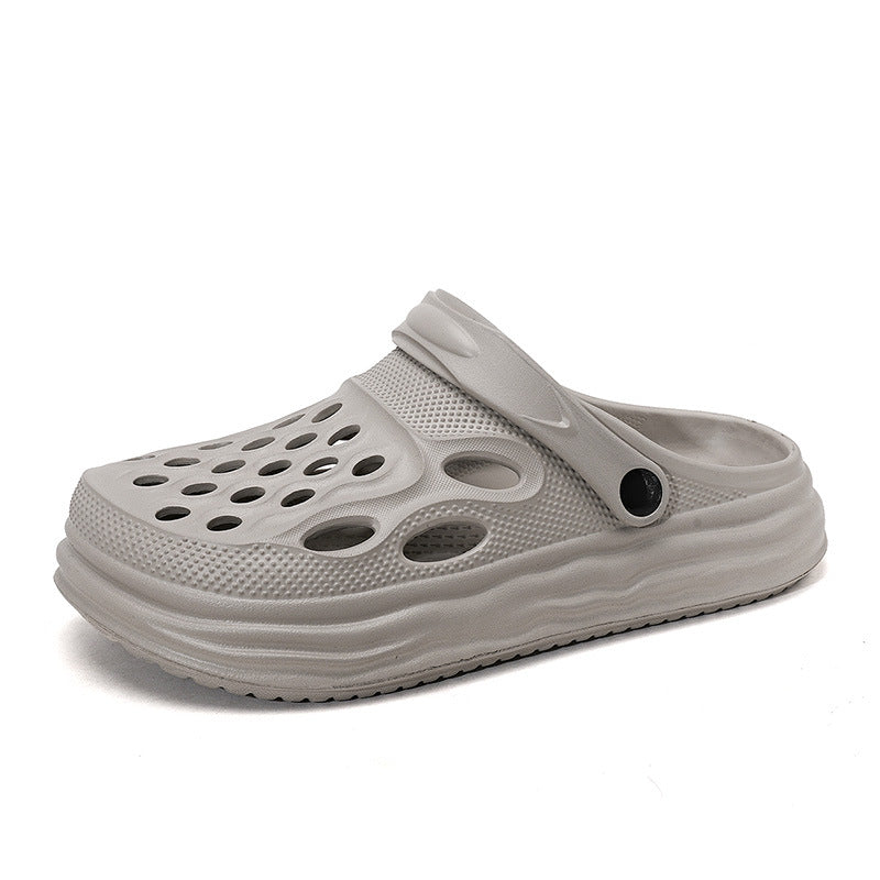 New Style Breathable Thick-soled Hole Shoes Summer Couple's Toe Slippers Driving Non-slip Men's Beach Shoes Outer Wear Sandals