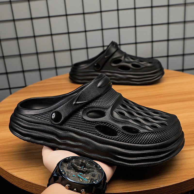 New Style Breathable Thick-soled Hole Shoes Summer Couple's Toe Slippers Driving Non-slip Men's Beach Shoes Outer Wear Sandals