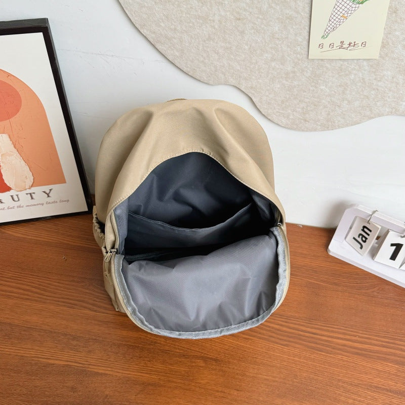 Solid Color Simple Backpack with Printable Logo Casual Canvas Backpack Large Capacity Junior High School Student High School Student Bag