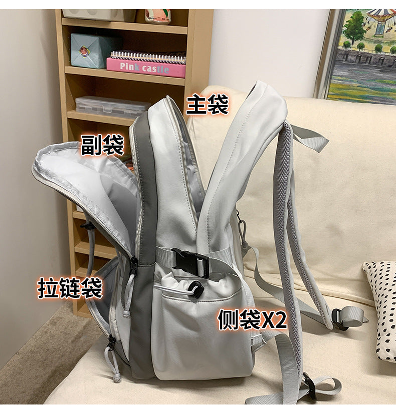 Mountain-Style Outdoor Hiking Backpack for Women, Large Capacity, Unique Design, Lightweight, High-End Gray School Bag for High School Girls