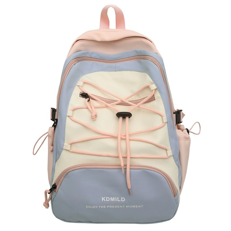 Mountain-Style Outdoor Hiking Backpack for Women, Large Capacity, Unique Design, Lightweight, High-End Gray School Bag for High School Girls