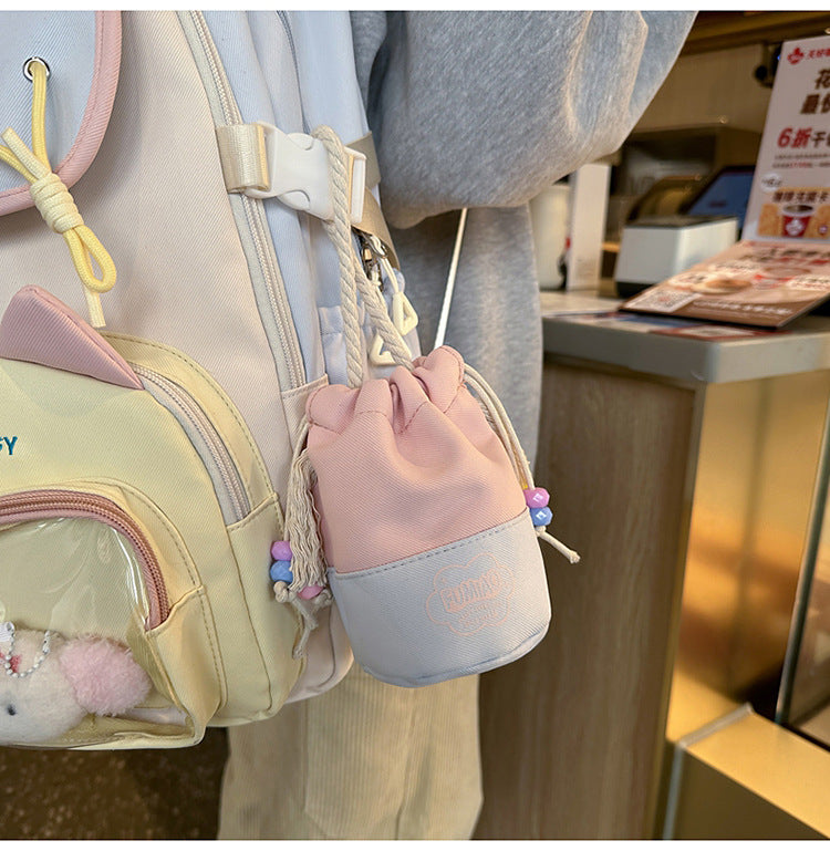 College Style School Bag Three-Piece Set for Girls with Good Looks and Versatile DIY Girl Pain Bag Student Class Backpack Tutoring Bag