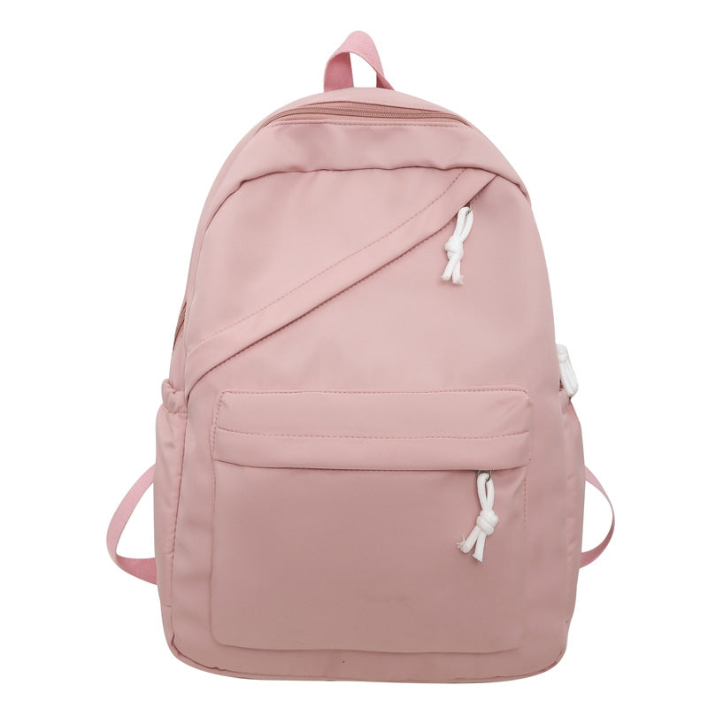 New Large Capacity Primary School Junior High School Students' Casual Schoolbag Japanese Style Fashion Simple Solid Color Travel Backpack