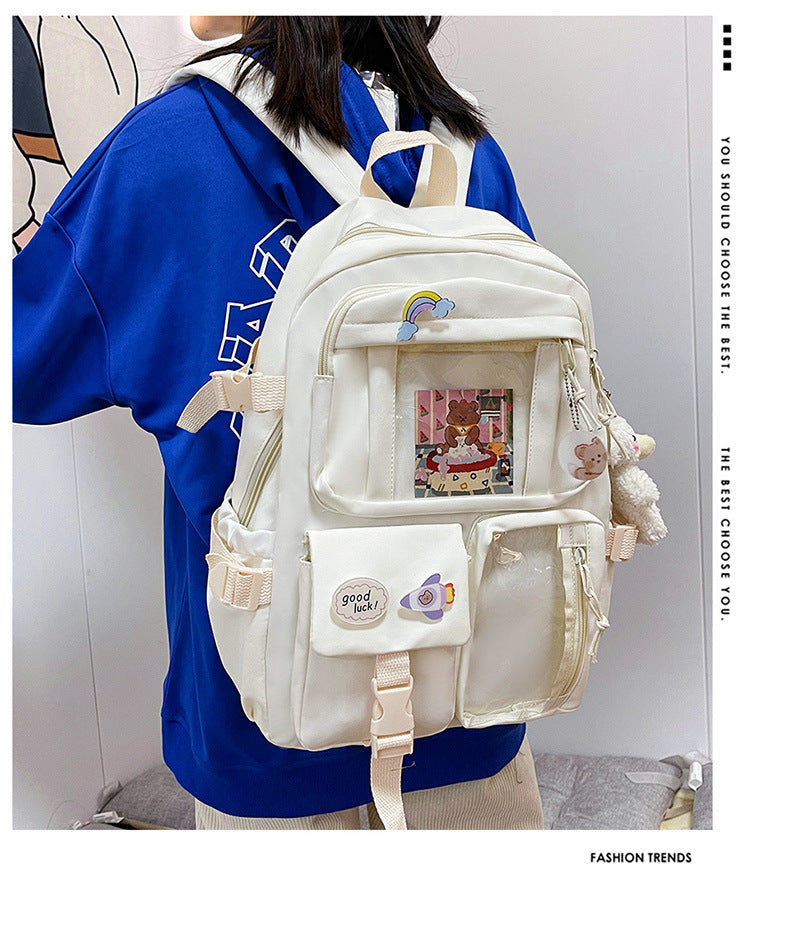 Cute Backpack 2026 New Model Large Capacity Fashionable and Stylish High School Student Schoolbag Female Korean Style Junior High School Student Backpack
