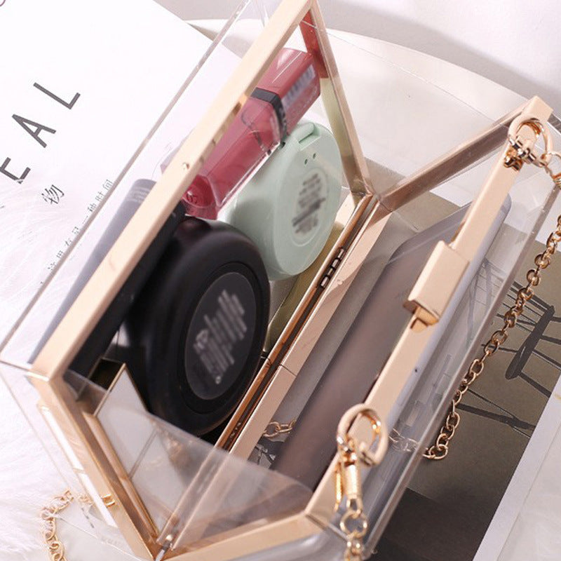 Factory Direct Sales Evening Bag Summer New Acrylic Transparent Box Women's Clutch Bag Fashion Chain Small Square Bag