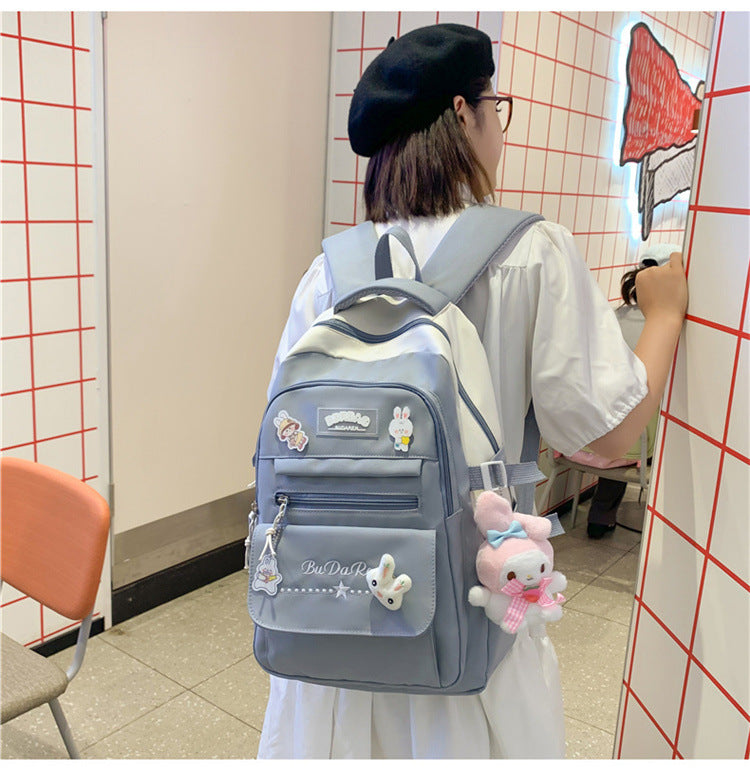 Student Bag Junior High School Student High School Student Backpack Large Capacity Nylon Breathable Comfortable Women's Backpack Canvas Bag