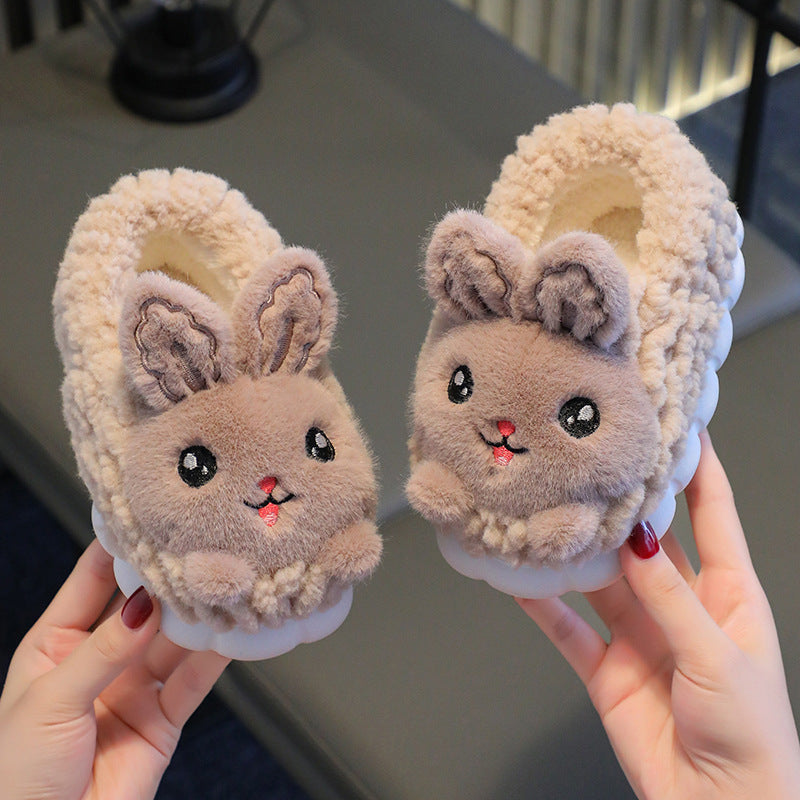 Winter Children's Cotton Slippers Girls' Princess Non-slip Warm Parent-child Large Small and Medium-sized Children's Baby Toddler Bag with Cotton Shoes Winter