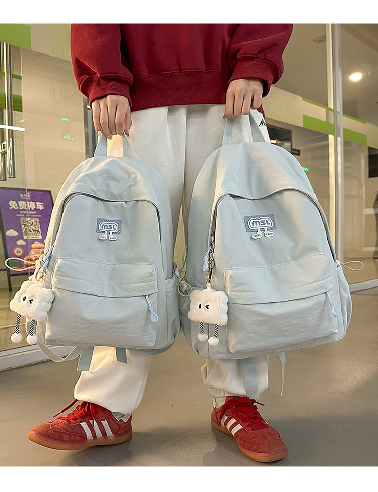 New School Bag Female College Student Large Capacity Backpack Lightweight Simple Short-Distance Travel Backpack High School Student School Bag