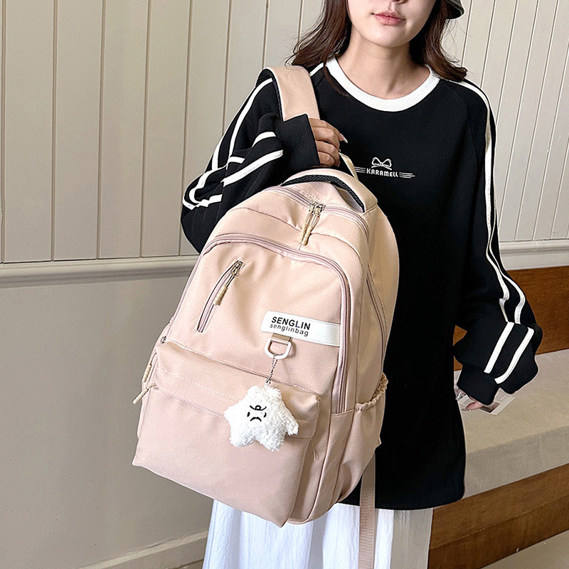 Schoolbag Female College Students High School Students Large Capacity College Style Backpack Simple Casual Sports Korean Couple Backpack