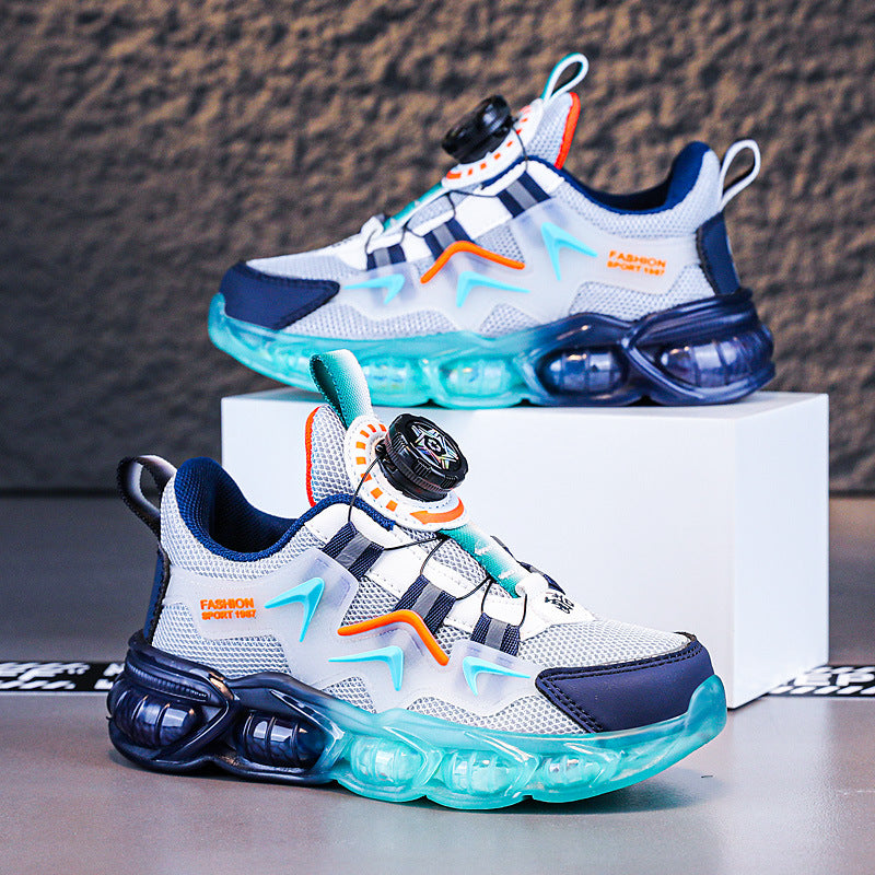 Cross-border children's shoes 2025 spring new mesh breathable boys sneaker big children's soft bottom running shoes wholesale