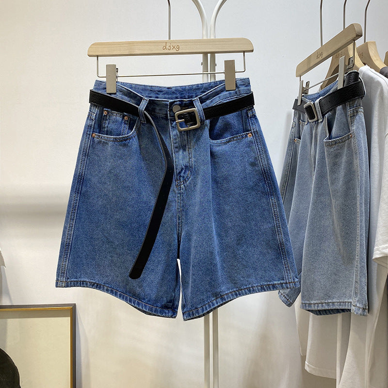 Five Points Jeans Summer 2022 New Internet Celebrity Thin High Waist Slim Wide Leg Pants Loose 5 Points Hot Pants