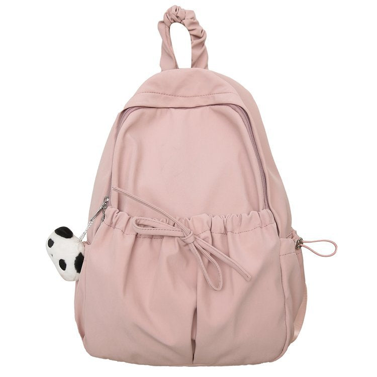 Good-Looking Girl's Backpack, New Bow, Large Capacity, High School Student's School Bag, Simple Casual Travel Bag