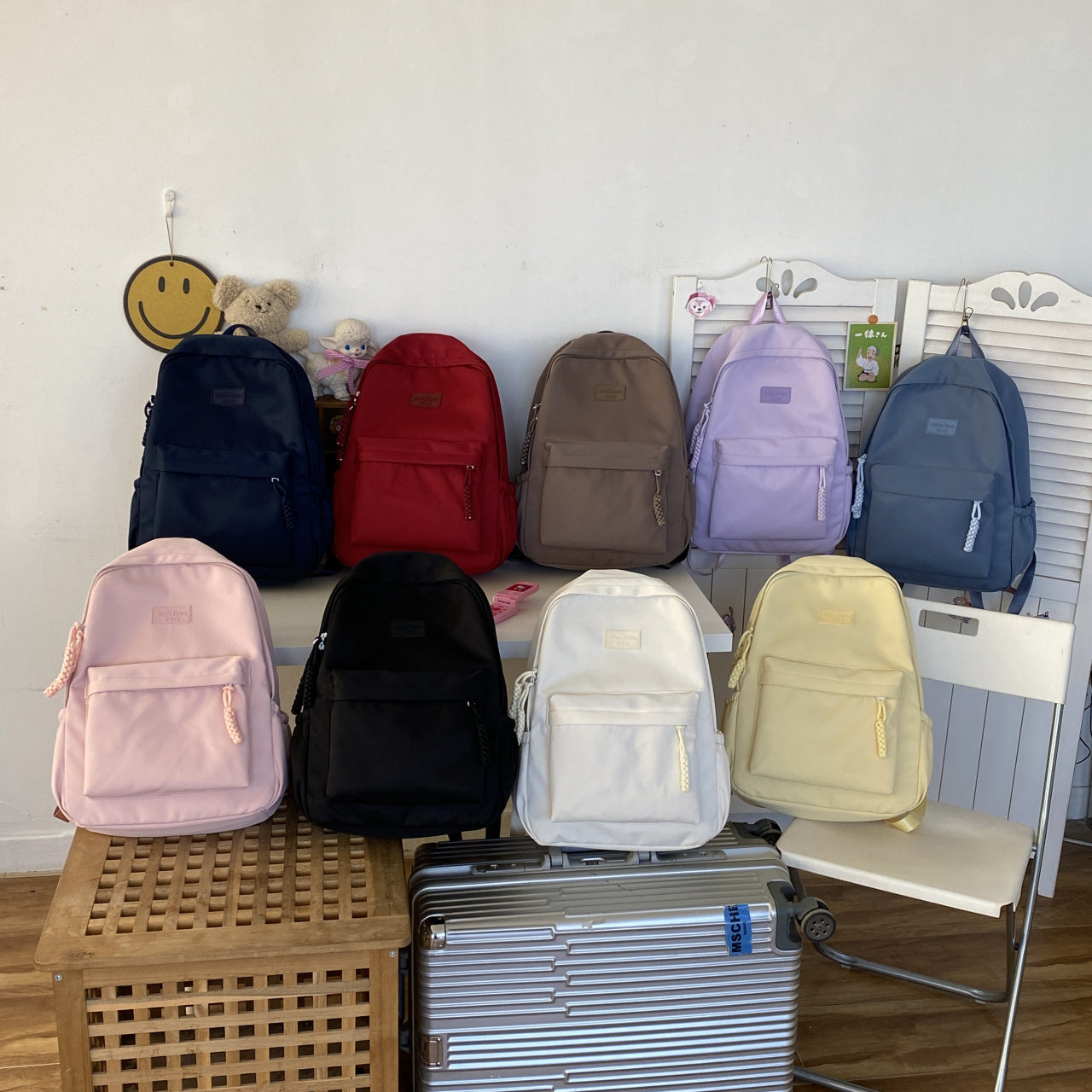 Schoolbag Women's 2024 New Large Capacity High School Student Backpack Solid Color Simple All-match Women's Bag Class Student Backpack