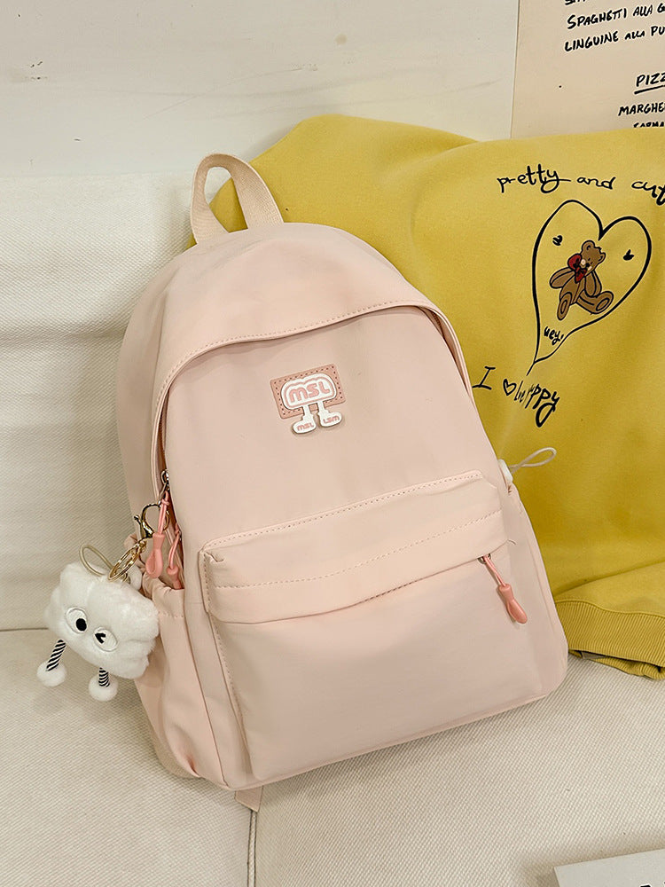 New School Bag Female College Student Large Capacity Backpack Lightweight Simple Short-Distance Travel Backpack High School Student School Bag