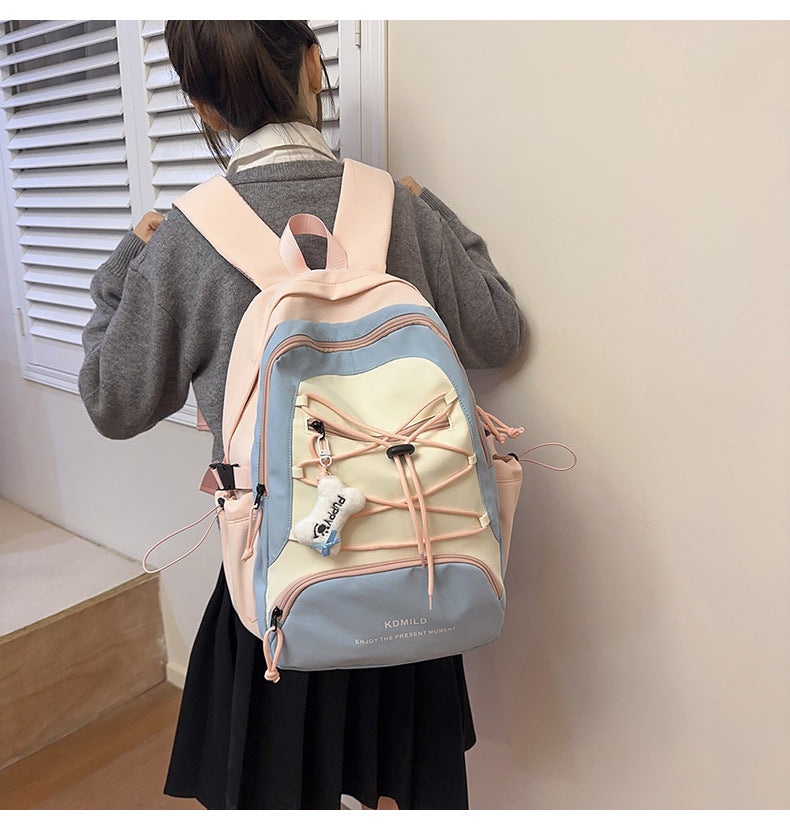 Mountain-Style Outdoor Hiking Backpack for Women, Large Capacity, Unique Design, Lightweight, High-End Gray School Bag for High School Girls