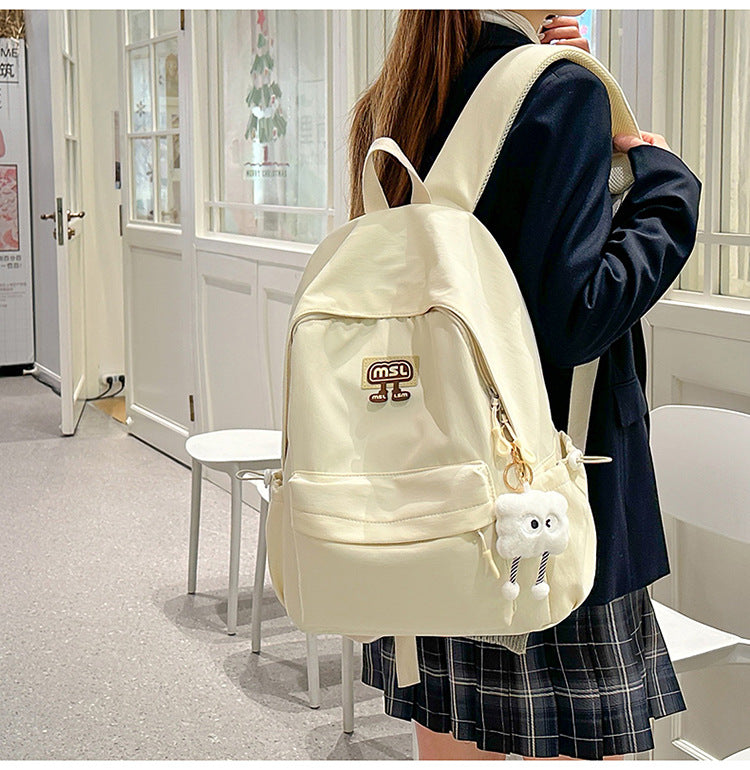 New School Bag Female College Student Large Capacity Backpack Lightweight Simple Short-Distance Travel Backpack High School Student School Bag