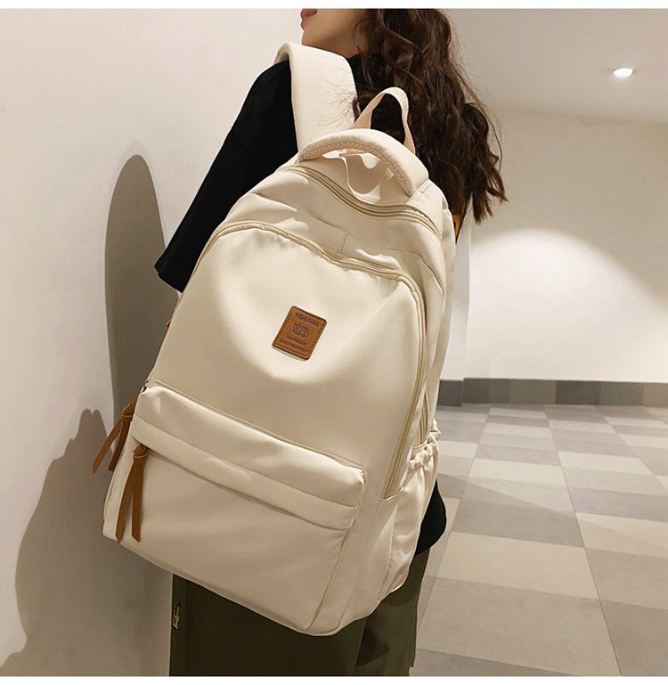 Solid Color Simple Couple's Schoolbag Large Capacity Fashionable All-match Personality Niche Backpack Travel Class Tutoring Backpack