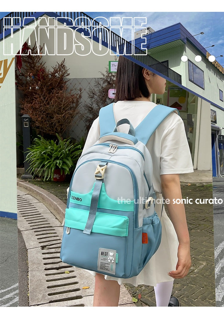Schoolbag Women's Korean-style Harajuku Backpack Campus Style Junior High School Senior high school Student Schoolbag Simple Fashionable Large Capacity Backpack
