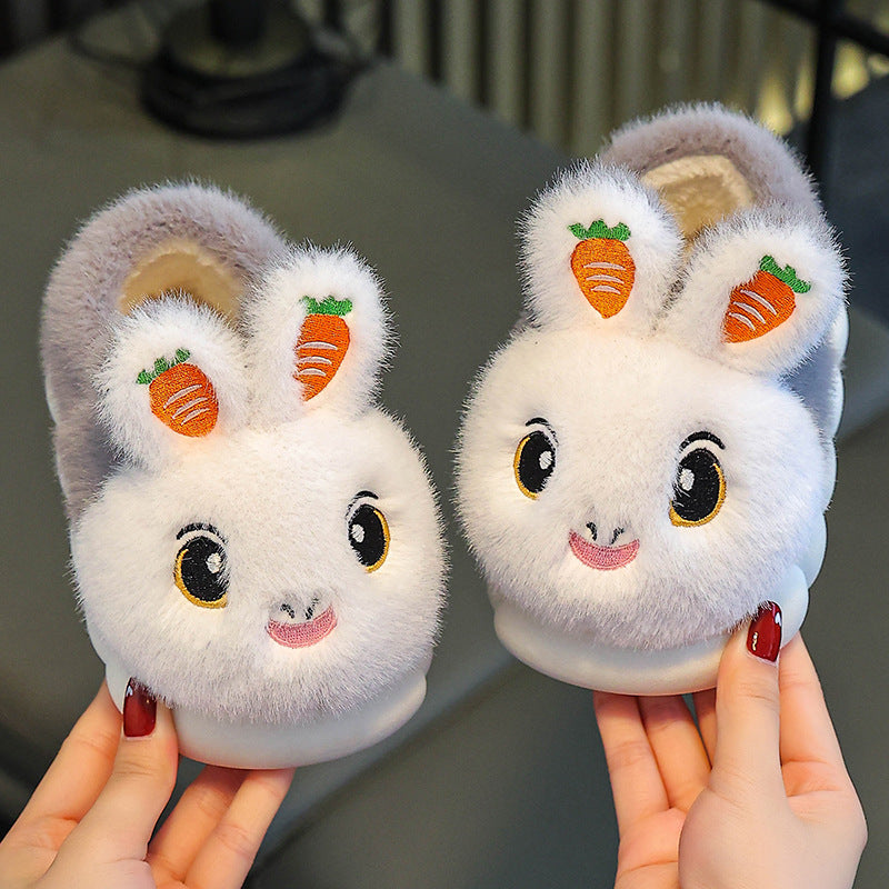 Winter Children's Cotton Slippers Girls' Princess Non-slip Warm Parent-child Large Small and Medium-sized Children's Baby Toddler Bag with Cotton Shoes Winter