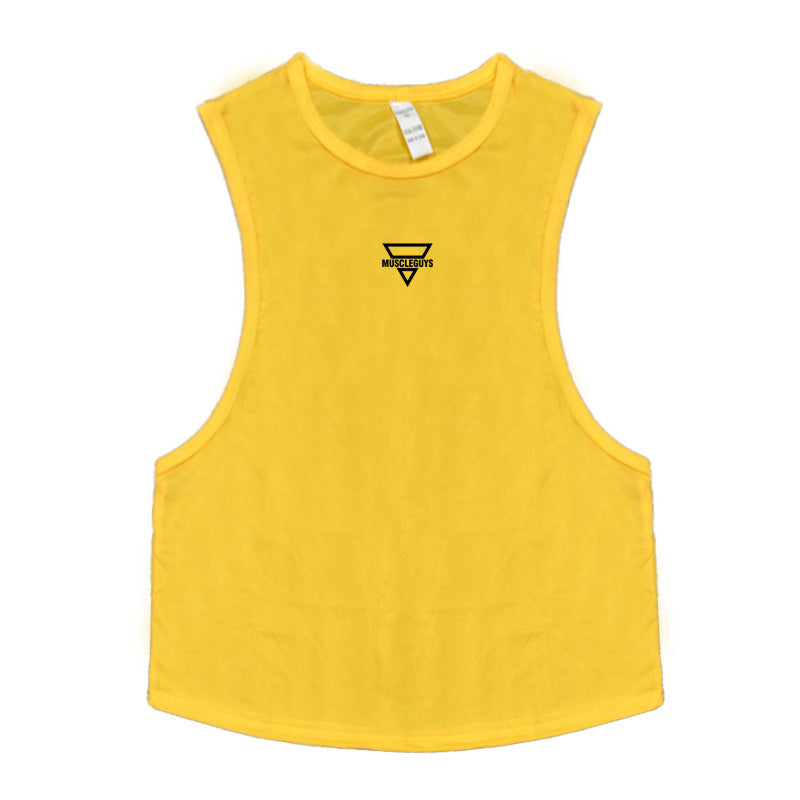 Men's muscle sports vest fashion brand sleeveless waistcoat American fitness casual loose training clothes bodybuilding T-shirt