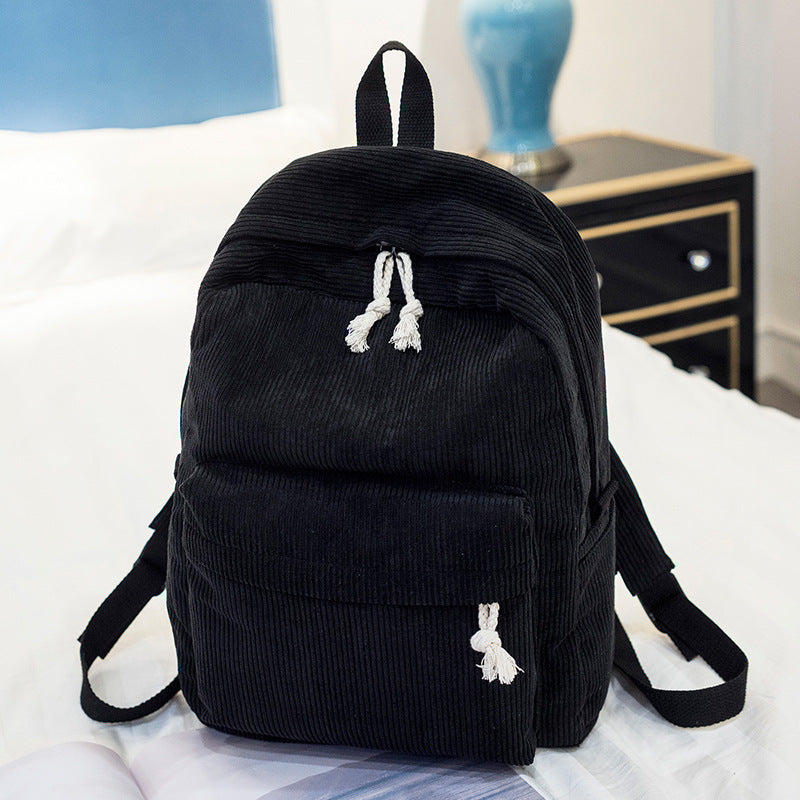 Cross-Border Personalized Embroidered Backpack Backpack School Bag Harajuku Versatile High School Student Personalized Corduroy College Style
