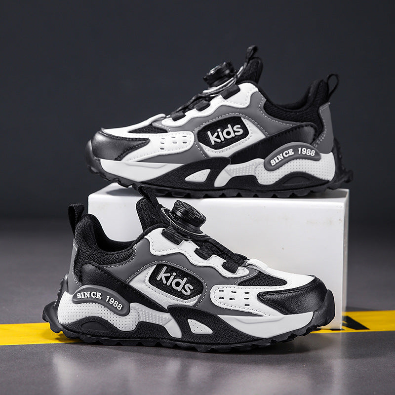 Boys' sneaker Children's Mesh Breathable Casual Shoes Girls' Non-slip Lightweight Wave Shoes Running Shoes for Middle and Big Children and Students