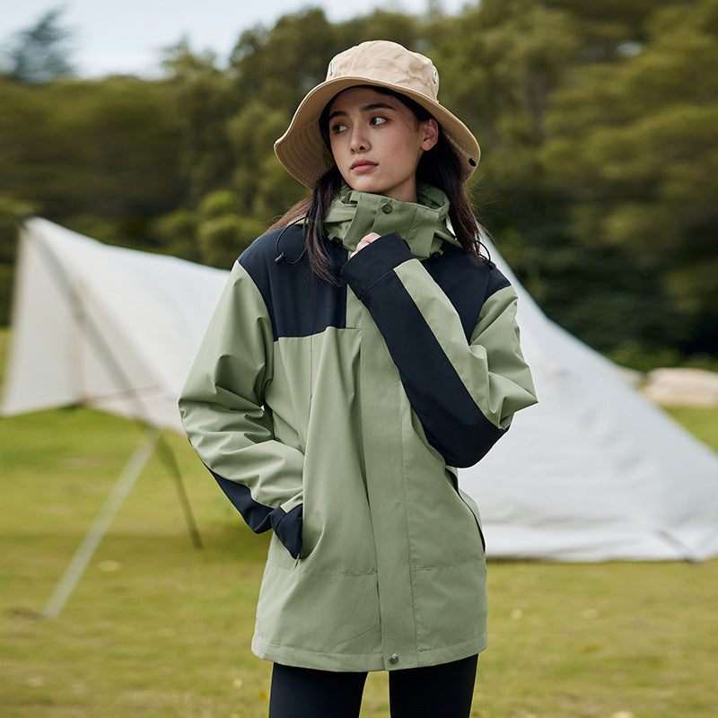 [Direct from Manufacturer] 3-in-1 Jacket for Couples, Outdoor Hiking Windproof and Waterproof Travel Detachable Two-Piece Set