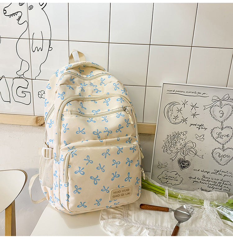 New Girls Backpack Japanese Ins Three-piece Bag Junior Senior high school Student Schoolbag Campus Style Large Capacity Backpack