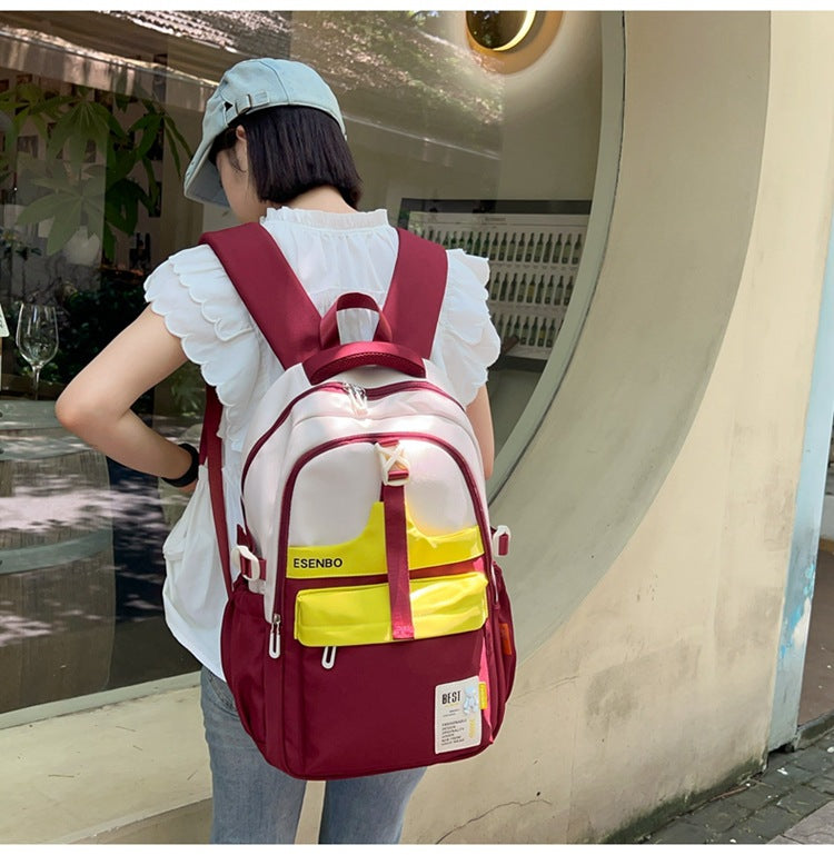 Schoolbag Women's Korean-style Harajuku Backpack Campus Style Junior High School Senior high school Student Schoolbag Simple Fashionable Large Capacity Backpack