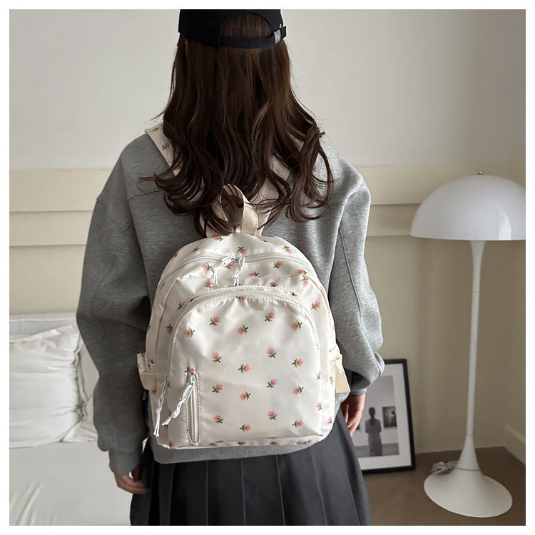 Fashionable and Simple Printed Backpack, Trendy and Trendy, Lightweight, Large-Capacity, Personalized School Bag for Middle School Students, Women's Backpack