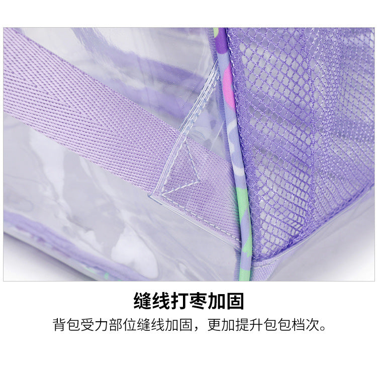 New Cross-Border Transparent Backpack Waterproof Large Capacity Male and Female Students Junior High School Grade School Bag Backpack Female