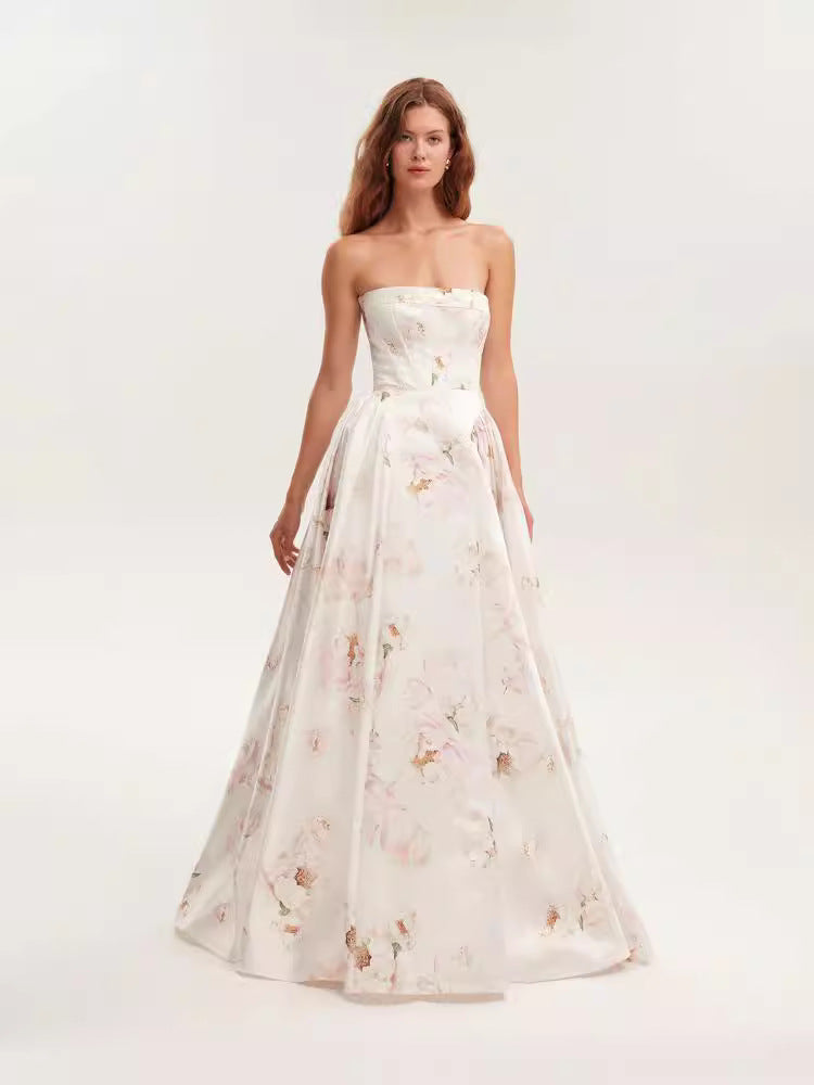 2025 Cross-border New Spring and Summer Shoulder European and American Women's Three-dimensional Tailoring Fairy Long Elegant Evening Dress dress