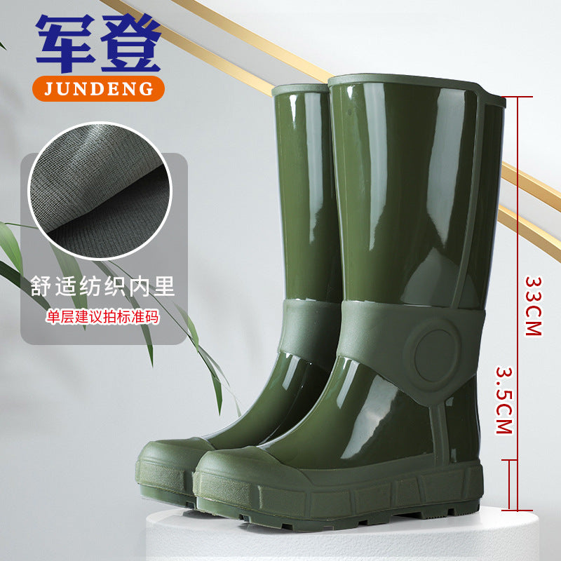 Military Fashion Rain Boots for Women, Thick-Soled High-Top Water Shoes for Women, Adult Kitchen Non-Slip Warm Waterproof Rain Boots