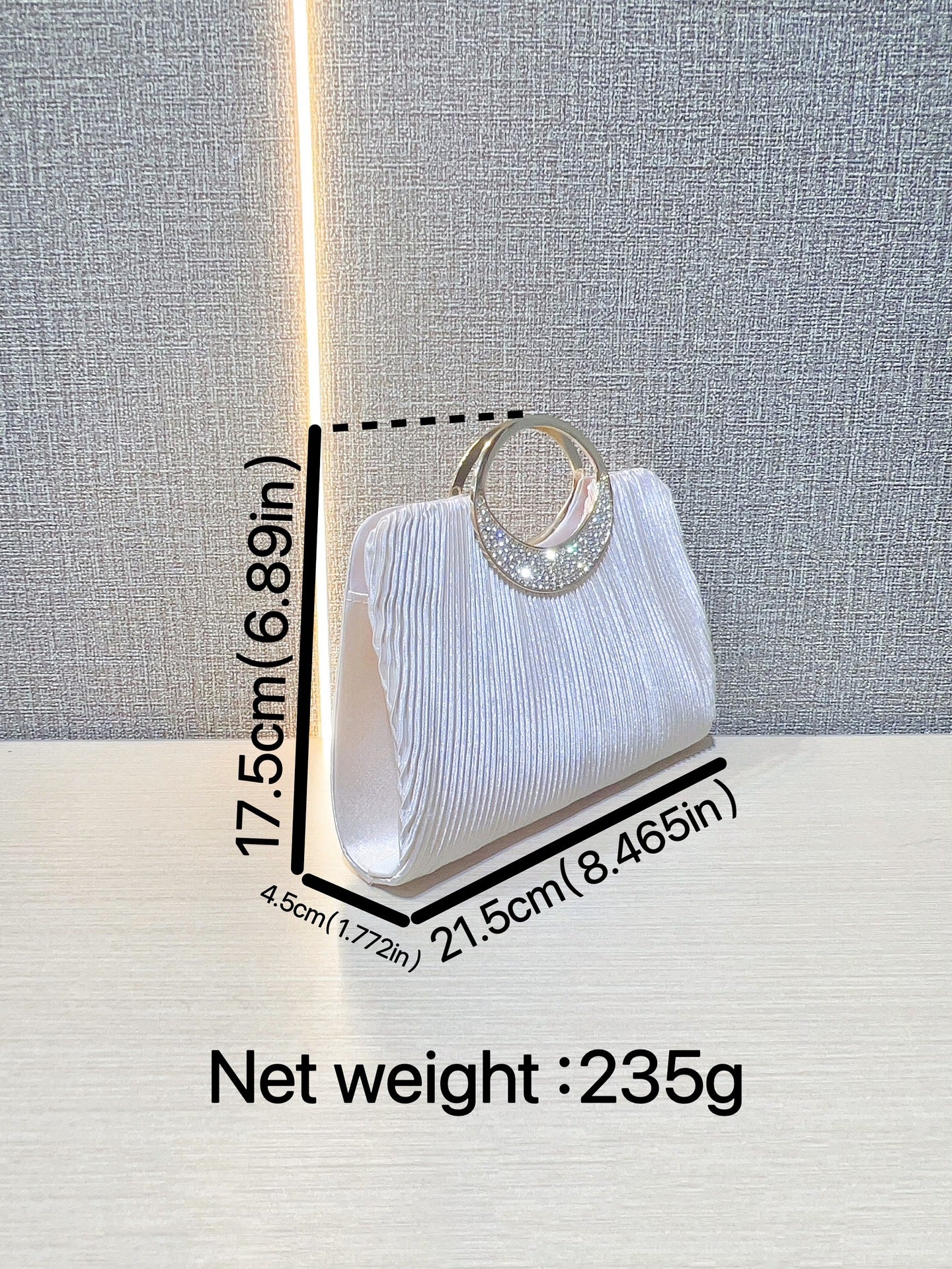 New Pleated Evening Bag Ring Handbag Rhinestone Banquet Hand Bag Gift Bag Party Bag Wedding Chain Bag