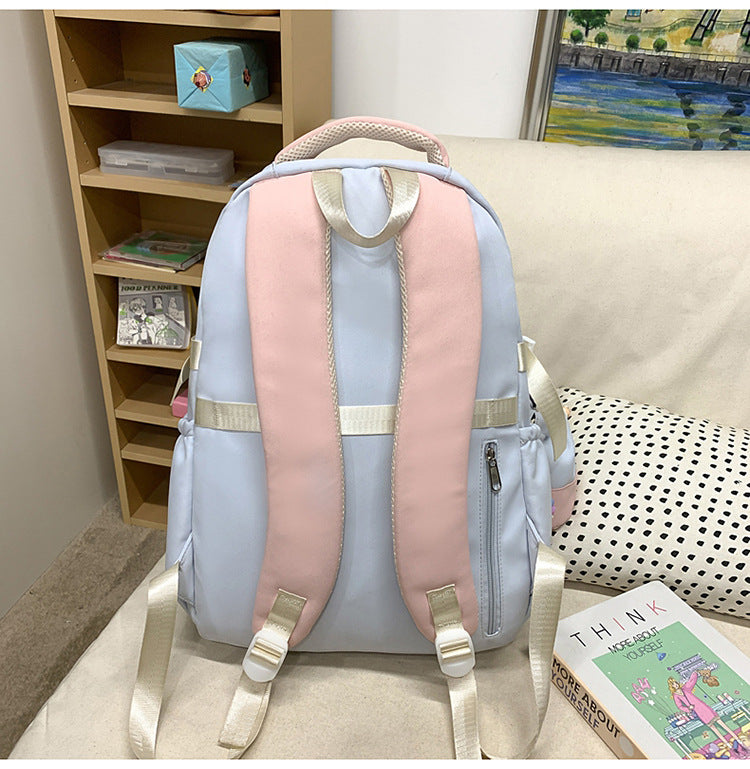 College Style School Bag Three-Piece Set for Girls with Good Looks and Versatile DIY Girl Pain Bag Student Class Backpack Tutoring Bag